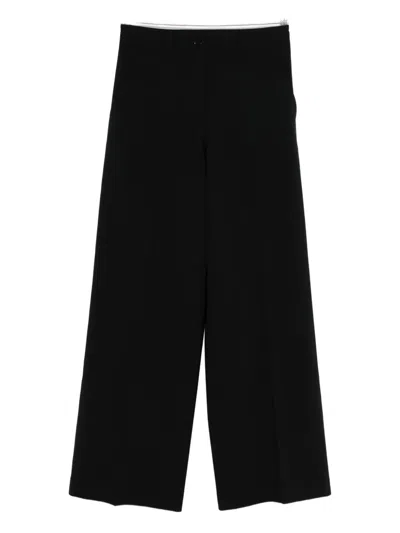 Aspesi High-waisted Palazzo Trousers In Black