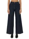 Aspesi High-waisted Wide-leg Jeans With Flared Silhouette In Black