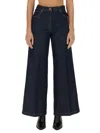 Aspesi High-waisted Wide-leg Jeans With Flared Silhouette In Blue