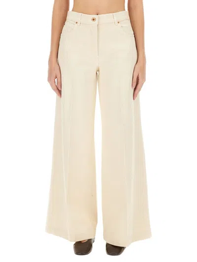 Aspesi High-waisted Wide-leg Pants With Belt Loops And Seam Details In Neutral