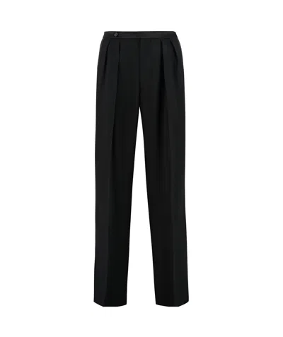 Aspesi High-waisted Wide-leg Trousers In Black