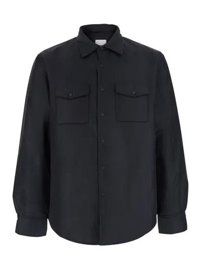 Aspesi High-collar Tech Fabric Jacket In Blue