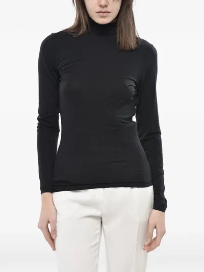 Aspesi High-neck Long-sleeved T-shirt In Black