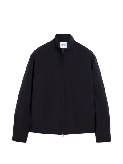 Aspesi High-neck Zip-up Jacket In Blue