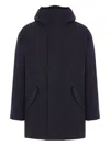 Aspesi Long-sleeved Hooded Coat In Blue