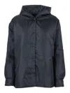 Aspesi Hooded Black Jacket With Snap Button Closure In Blue