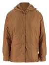Aspesi Hooded Button-fastening Jacket In Brown