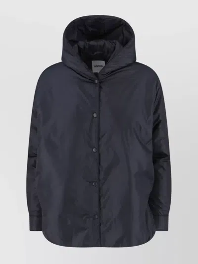 Aspesi Hooded Jacket Long Sleeves In Blue