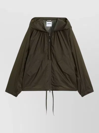 Aspesi Hooded Jacket Nylon Silk Long Sleeves In Brown