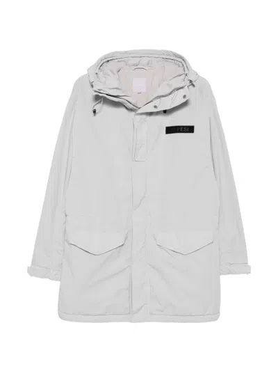 Aspesi Hooded Logo-patch Coat In White