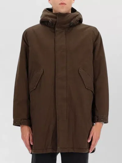 Aspesi Hooded Long Parka Jacket Regular Fit In Metallic