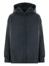 Aspesi Long Sleeve Button-down Hoodie In Blue