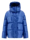 Aspesi Hooded Quilted Jacket Elasticated Cuffs In Blue