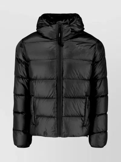 Aspesi Hooded Quilted Jacket Side Pockets In Black