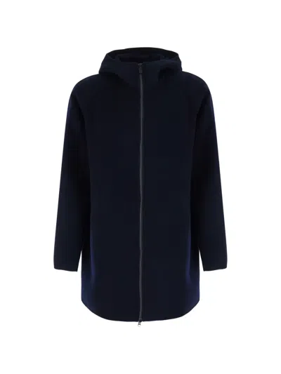 Aspesi Hooded Raglan-sleeve Coat In Blue