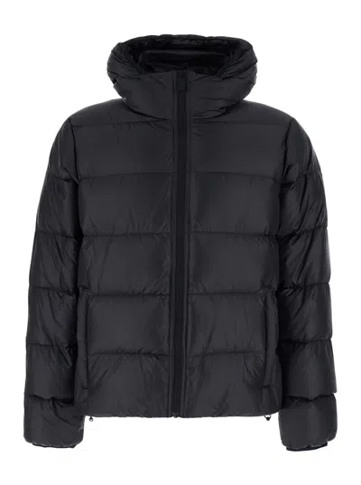 Aspesi Hooded Tech Fabric Down Jacket In Black