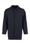 Aspesi Men's Hooded Techno Fabric Raincoat In Blue