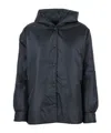 Aspesi Hooded Black Jacket With Snap Button Closure In Black