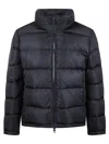 Aspesi Horizontal Quilted Down Jacket With Removable Hood And Zip Pockets In Blue