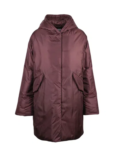Aspesi Iconic Padded Red American Parka With Functional Design In Burgundy