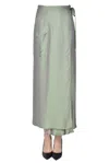 Aspesi Iridescent Fabric Wraparound Skirt In Green