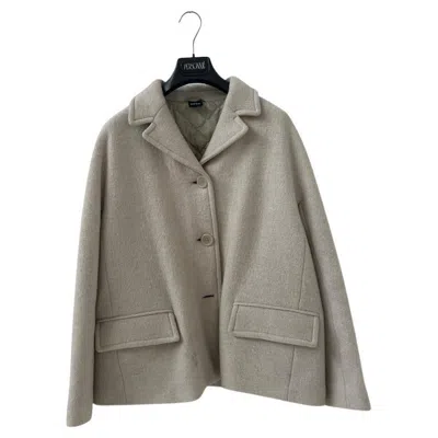Pre-owned Aspesi Italian Light-taupe Wool Cashmere Short Coat With Quilted Lining In Gray