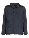 Aspesi Minifield Cotton Blend Poplin Jacket In Blue