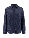 Aspesi Quilted Button-up Jacket In Blue