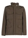 Aspesi Structured High Collar Brown Jacket With Multiple Pockets In Brown
