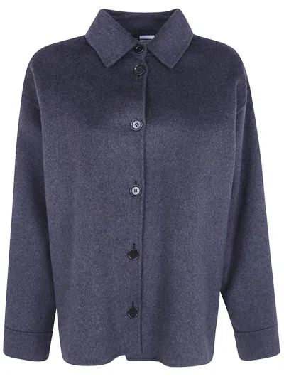 Aspesi Boxy Grey Wool Coat With Classic Collar And Button Closure In Gray
