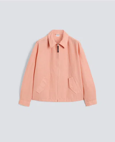 Aspesi Jacket In Garment-dyed Slub Cotton Linen Canvas In Pink