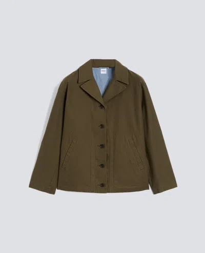 Aspesi Jacket In Washed Compact Cotton Gabardine In Green
