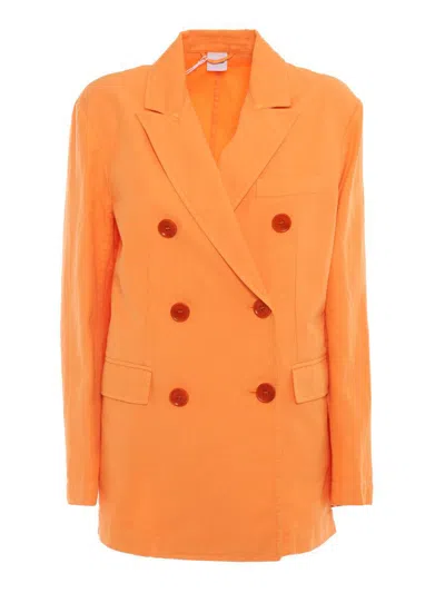 Aspesi Double-breasted Blazer In Orange