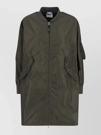 Aspesi Jacket Ribbed Collar Side And Sleeve Pockets In Green
