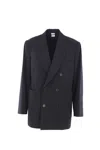 Aspesi Double-breasted Wool Coat In Black