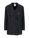 Aspesi Double-breasted Blazer Notched Lapels In Black