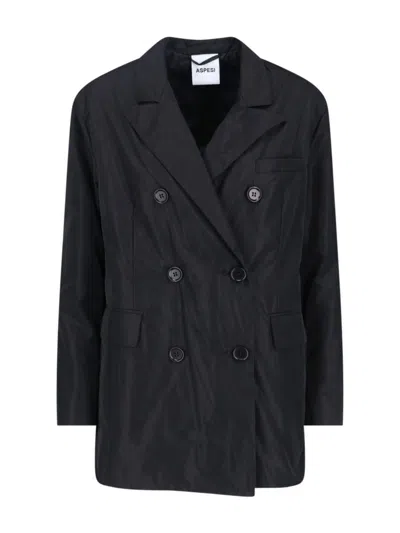 Aspesi Double-breasted Blazer Notched Lapels In Blue