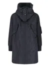 Aspesi Hooded Jacket With Arm Pocket And Drawstring In Blue