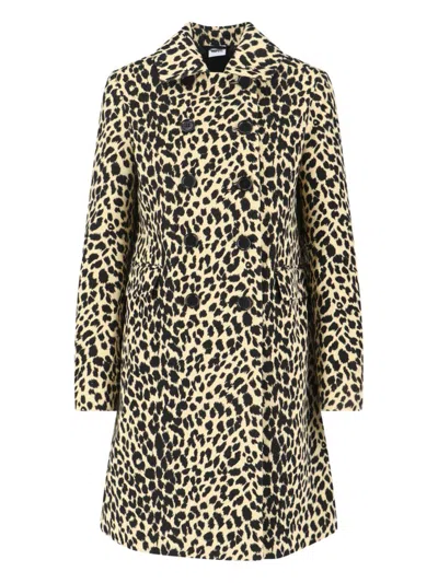 Aspesi Animal Print Double Breasted Jacket With Pockets In Brown
