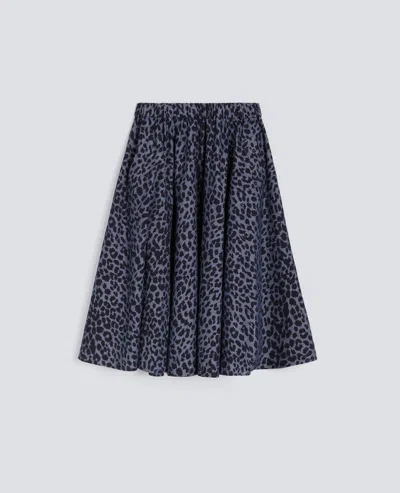 Aspesi Japanese Cotton Chambray Skirt In Animal Print