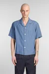 Aspesi Short Sleeves Spread Collar Chest Pocket Shirt In Blue