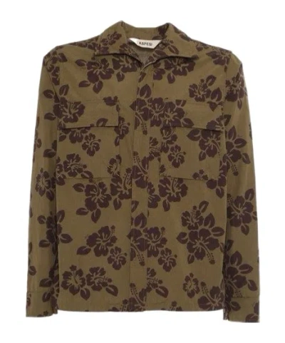 ASPESI JARVIS SHIRT WITH KHAKI FLOWERS