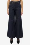 Aspesi High-waisted Wide-leg Jeans With Flared Silhouette In Denim