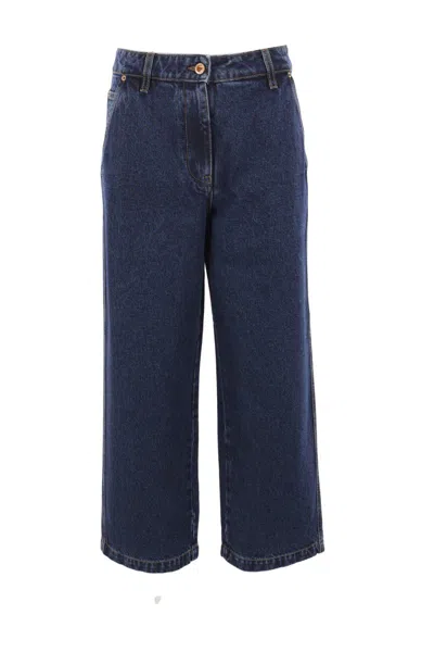 Aspesi Denim High Rise Straight Jeans In Navy