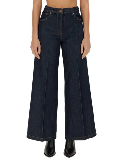 Aspesi High-waisted Wide-leg Jeans With Flared Silhouette In Black