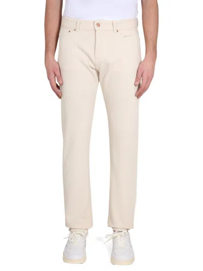 Aspesi Straight-leg Denim Jeans With Button In Powder