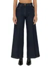 Aspesi High-waisted Wide-leg Jeans With Flared Silhouette In Black