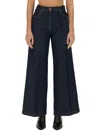 Aspesi High-waisted Wide-leg Jeans With Flared Silhouette In Navy