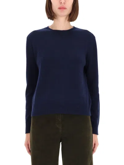 Aspesi Cashmere Crew-neck Sweater In Azul Oscuro