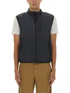 Aspesi Sleeveless High Collar Side Chest Pockets In Blue